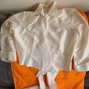 Marisa Baratelli 2 silk white cream blouse tie